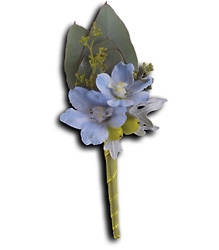 Hero's Blue Boutonniere Flower Power, Florist Davenport FL